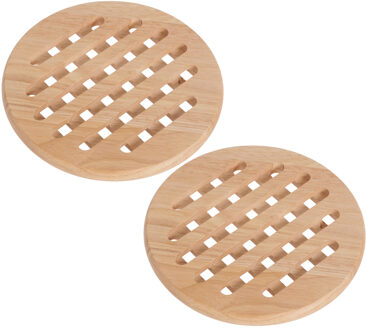Cosy&Trendy Set van 2x stuks ronde pannen onderzetters van hout 19 cm - Panonderzetters Bruin