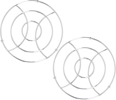 Cosy&Trendy Set van 2x stuks ronde pannen onderzetters van metaal/chroom 18 cm Zilver