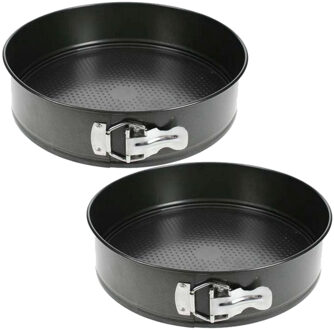 Cosy&Trendy Set van 2x stuks taart bakvorm/springvorm zwart 24 cm met antiaanbaklaag