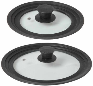 Cosy&Trendy Set van 2x stuks universele glazen pannendeksels met siliconen rand 16-18-20 en 22-24-26 cm