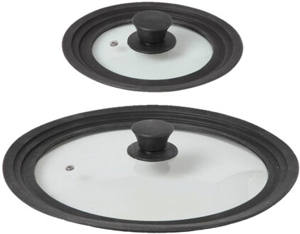 Cosy&Trendy Set van 2x stuks universele glazen pannendeksels met siliconen rand 16-18-20 en 28-30-32 cm