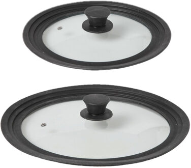 Cosy&Trendy Set van 2x stuks universele glazen pannendeksels met siliconen rand 22-24-26 en 28-30-32 cm