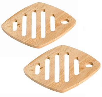 Cosy&Trendy Set van 2x stuks vierkante pannen onderzetters van hout 18 cm