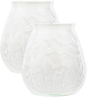 Cosy&Trendy Set van 2x stuks witte Lowboy buiten tafel sfeer kaarsen 10 cm 40 branduren in glas