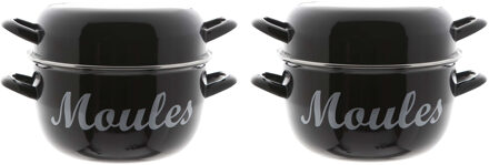 Cosy&Trendy Set van 3x stuks mosselpannen/mosselpotten emaille 24 cm Moules - Cosy and Trendy - Mosselen koken