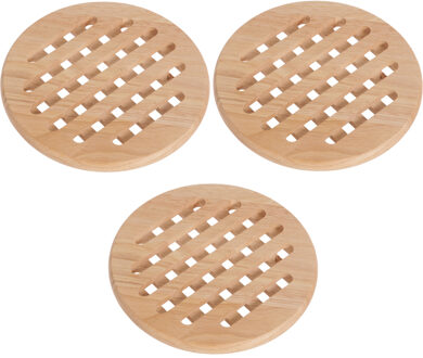 Cosy&Trendy Set van 3x stuks ronde pannen onderzetters van hout 19 cm