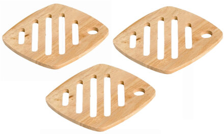 Cosy&Trendy Set van 3x stuks vierkante pannen onderzetters van hout 18 cm
