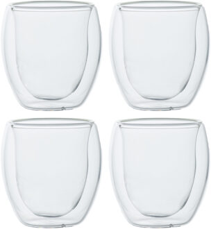 Cosy&Trendy Set van 4x dubbelwandige espresso/koffieglaasjes 80 ml