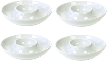 Cosy&Trendy Set van 4x stuks eierdopje van porselein wit 8 cm