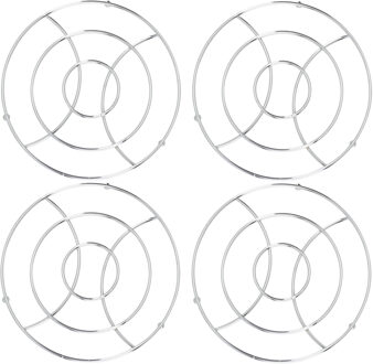 Cosy&Trendy Set van 4x stuks ronde pannen onderzetters van metaal/chroom 18 cm