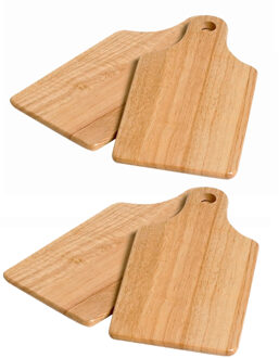 Cosy&Trendy Set van 4x stuks snijplanken/serveerplanken/broodplanken van hout 28 x 14 cm - Snijplanken Bruin