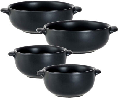 Cosy&Trendy Set van 4x stuks tapas/amuse/snack schaaltjes zwart van porselein 10 en 13 cm rond