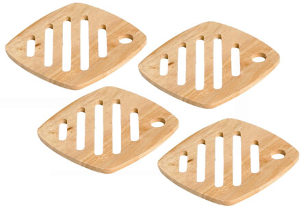 Cosy&Trendy Set van 4x stuks vierkante pannen onderzetters van hout 18 cm