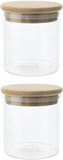 Cosy&Trendy Set van 4x stuks voorraadpotten/bewaarpotten 330 ml glas met houten deksel