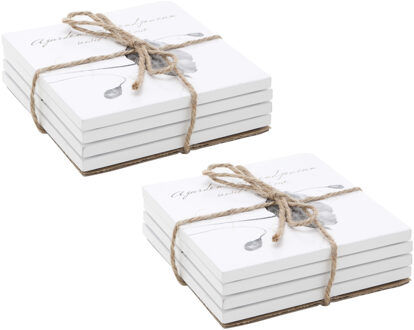 Cosy&Trendy Set van 8x glazenonderzetters wit bamboe hout 10 cm