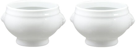 Cosy&Trendy Set van 8x stuks witte soepkommen met leeuwenkop van porselein 12 cm rond