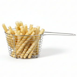 Cosy&Trendy Snackmandje - rond - patatmandje - RVS - D19 x H7 cm - mini frituurmandje