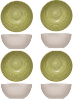 Cosy&Trendy soep serveer schaaltje - 4x - kommetjes Turbolino - groen - D14 cm - 500 ml