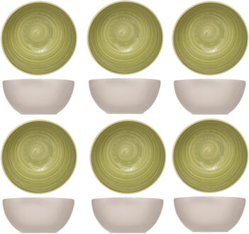 Cosy&Trendy soep serveer schaaltje - 6x - kommetjes Turbolino - groen - D14 cm - 500 ml