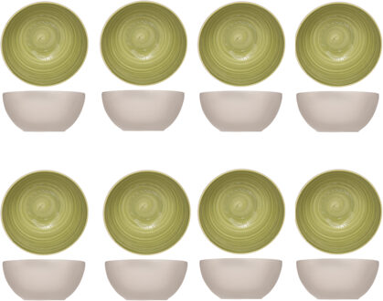Cosy&Trendy soep serveer schaaltje - 8x - kommetjes Turbolino - groen - D14 cm - 500 ml