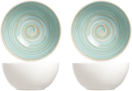 Cosy&Trendy soep serveer schaaltje - 8x stuks - kommetjes Turbolino - blauw - D14 cm - 500 ml