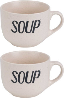Cosy&Trendy Soepbekers - 2x stuks - Creme wit - 11 cm - 510 ml