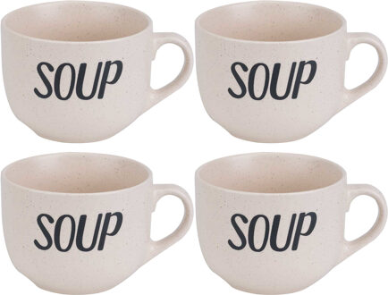 Cosy&Trendy Soepbekers - 4x stuks - Creme wit - 11 cm - 510 ml