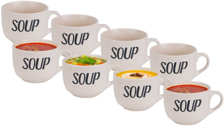 Cosy&Trendy Soepbekers/soepkommen - 8x - creme wit - 11 cm - 510 ml