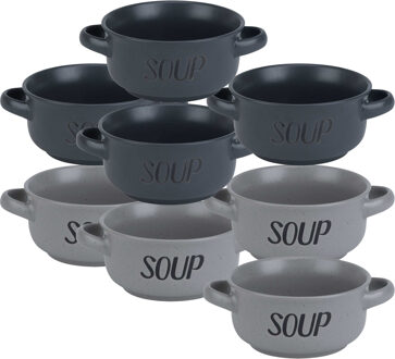 Cosy&Trendy Soepbekers/soepkommen - set 8x stuks - 13 x 8 cm - 470 ml - keramiek - mix kleuren