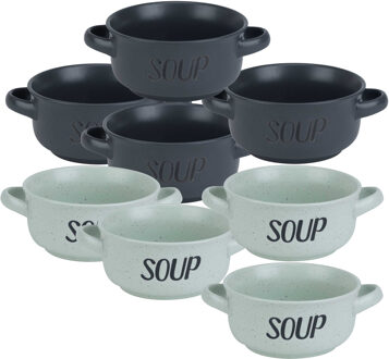 Cosy&Trendy Soepbekers/soepkommen - set 8x stuks - 13 x 8 cm - 470 ml - keramiek - mix kleuren