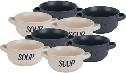 Cosy&Trendy Soepbekers/soepkommen - set 8x stuks - 13 x 8 cm - 470 ml - keramiek - mix kleuren