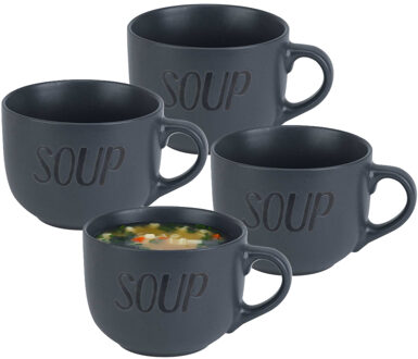 Cosy&Trendy Soepkom - 10x - donkergrijs - 11 cm - 510 ml - Soepbeker - kommetje