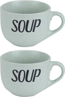Cosy&Trendy Soepkom - 2x stuks - groen - 11 cm - 510 ml - Soepbeker - kommetje