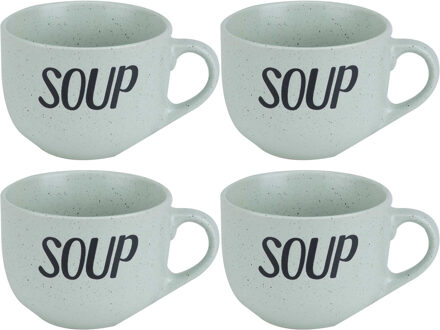 Cosy&Trendy Soepkom - 4x stuks - groen - 11 cm - 510 ml - Soepbeker - kommetje