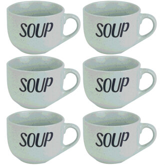 Cosy&Trendy Soepkom - 6x - groen - 11 cm - 510 ml - Soepbeker - kommetje