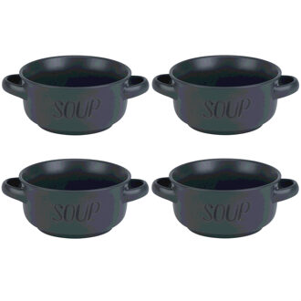 Cosy&Trendy Soepkom van aardewerk - 12x - donkergrijs - Dia 13,5 cm - 470 ml - Servies - Soepkommen