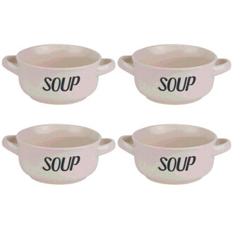 Cosy&Trendy Soepkom van aardewerk - 4x - Creme wit - Dia 13,5 cm - 470 ml - Servies - Soepkommen
