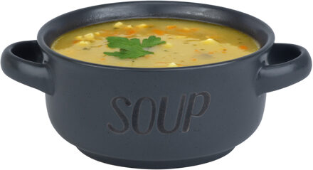 Cosy&Trendy Soepkom van aardewerk - donkergrijs - Dia 13,5 cm - 470 ml - Servies - Soepkommen