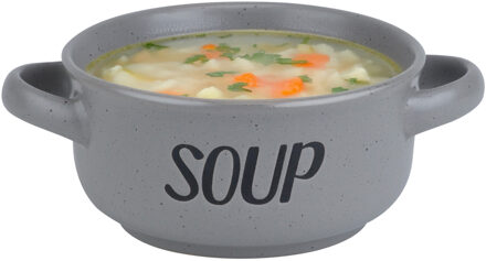 Cosy&Trendy Soepkom van aardewerk - grijs - Dia 13,5 cm - 470 ml - Servies - Soepkommen