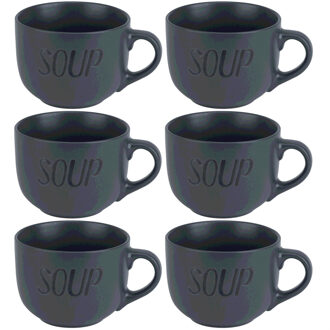 Cosy&Trendy soepkommen - 12x - donkergrijs - 510 ml - soepbeker - kommetje