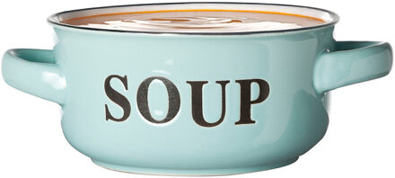 Cosy&Trendy Soepkommen Classic - pastel blauw - 1x stuks - 14 x 7 cm - keramiek - soepkommetjes - 470 ml