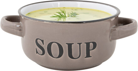 Cosy&Trendy Soepkommen Classic - taupe - 1x stuks - 14 x 7 cm - keramiek - soepkommetjes - 470 ml