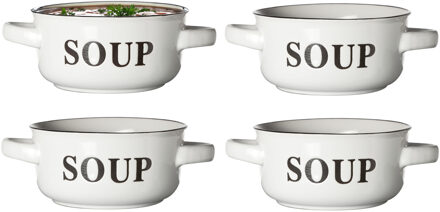 Cosy&Trendy Soepkommen Classic - wit - 8x stuks - 14 x 7 cm - keramiek - soepkommetjes - 470 ml