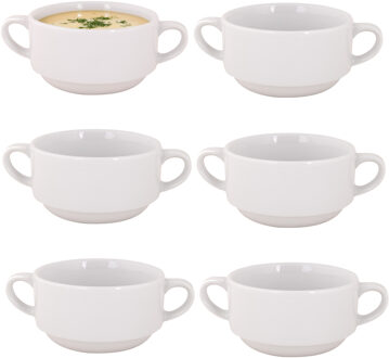 Cosy&Trendy Soepkommen Essential - 6x - wit - D11 x 6 cm - porselein - schaaltjes met oren