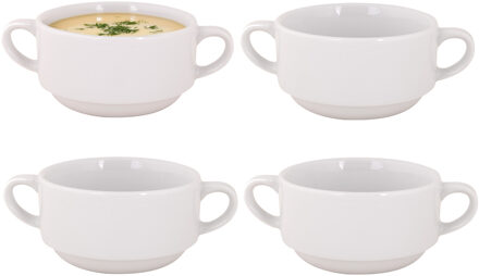 Cosy&Trendy Soepkommen Essential - 8x - wit - D11 x 6 cm - porselein - schaaltjes met oren