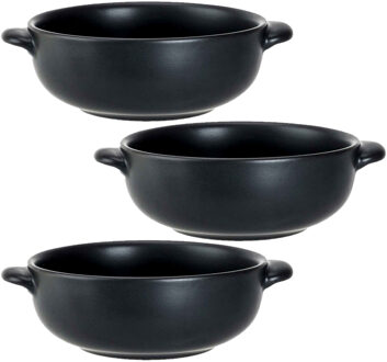 Cosy&Trendy Soepkommetjes - 8x stuks - 400 ML - zwart - porselein - D13 x H5 cm - rond