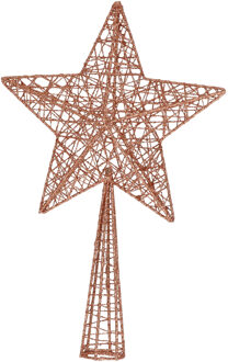 Cosy&Trendy Ster piek - bruin - 28 cm - draad kerstpiek - kerstboompiek - kunststof