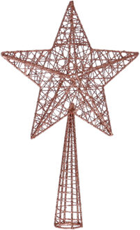 Cosy&Trendy Ster piek - bruin - 28 cm - draad kerstpiek - kerstboompiek - kunststof