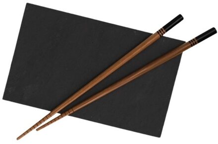 Cosy&Trendy Sushi serveerplank 18 cm met 2 eetstokjes zwart - Action products