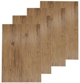 Cosy&Trendy Tafel Placemat hout print - 4x - lichtbruin - 45 x 30 cm - Onderleggers - Tafel dekken